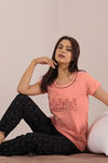 Sweet Moon Knit Cotton Pyjama Set - Black Peach  — thumbnail 3
